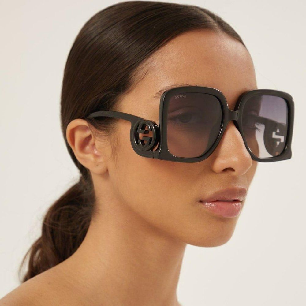 NEW Gucci GG1326S 001 Black Grey Gradient Oversized Square Women Sunglasses - Picture 3 of 12